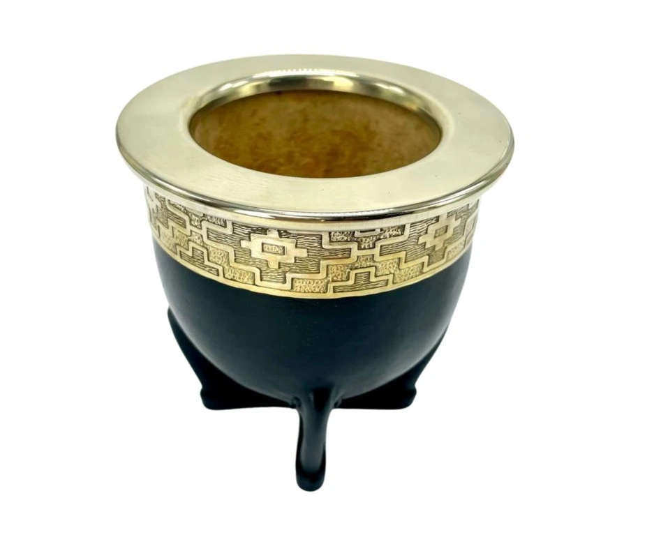 Imperial Matekop (kalabas) – Læder & Ornamenteret alpaca-krave (Sort/Rød)